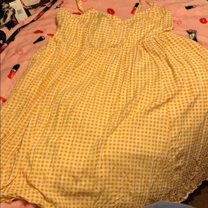 Yellow plaid midi dress